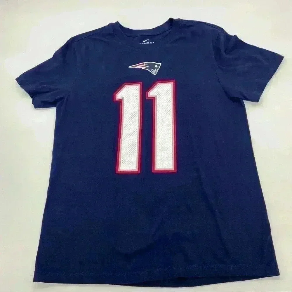 Nike New England Patriots Edelman T-Shirt Blue Size Medium